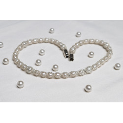 Silberkette: Gefangene Perlen mit Muschelkern