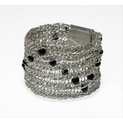 Silberring mit Spinell und Onyx im Zickzack