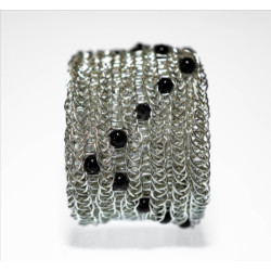 Silberring mit Spinell und Onyx im Zickzack