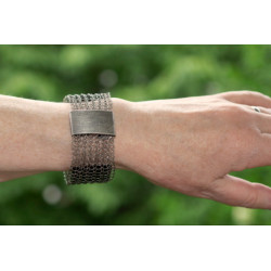 Titan und Silber mit schwarzem Achat: Armband Modell 120